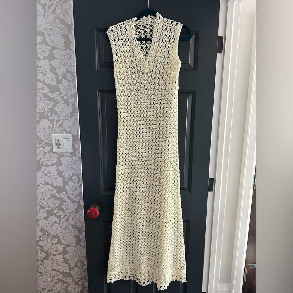 Cream Coloured Crocheted Maxi Dress